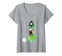 Donna Steven Universe Peridot And Jasper Maglietta con Collo a V, Grigio Melange, L
