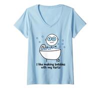 Donna Stickboy Fart Bubbles Maglietta con Collo a V