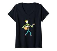 Donna Stickman Che Suona Il mandolino Maglietta con Collo a V