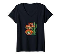 Donna Stile retrò Floreale del Deserto Occidentale del Texas di San Angelo Maglietta con Collo a V