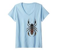 Donna Stile Tradizionale Scorpione Aracnide Creatura Arte Maglietta con Collo a V