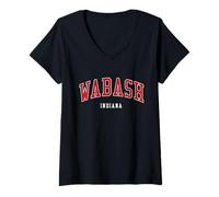 Donna Stile Universitario del Wabash Indiana College Maglietta con Collo a V