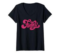 Donna Stile Vintage Funky Music Retro Dancing 80s Discoteca Maglietta con Collo a V
