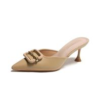 Donna Stiletto Heels Pointed Toe Square Buckle Sexy Elegant Comfort Dating Smart Party Shoes Closed Classic Evening Bridal Slippers Marrone 35