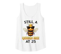 Donna Still a Queen Bee at 25 Birthday for Women Funny Bee Citazione Canotta