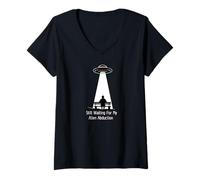 Donna Still Waiting for My Alien Abduction UFO Humor Maglietta con Collo a V