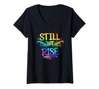 Donna Still We Rise Motivational Inspirational Quote Maglietta con Collo a V
