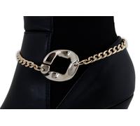 Donna Stivale Bracciale Luce Oro Metallo Catena Cavigliera Scarpe con Ciondolo a
