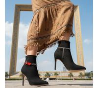 Donna Stivale Bracciale Metallo Argento Catena Cavigliera Moda Scarpe Red Cuori