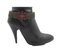 Donna Stivale Bracciale Oro Antico Metallo Catene Cross Fiore Cavigliera Scarpe