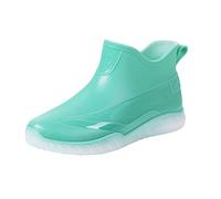 Donna Stivaletti Pioggia Tronchetti Altezza Slip On Stivali da Giardino Impermeabili Di Gomma Con Tacco Basso Antiscivolo Scarpe Leggeri Giardiniere