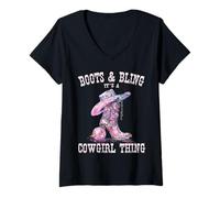 Donna Stivali Bling Cowgirl Country Concert Outfit Addio al Nubilato Maglietta con Collo a V