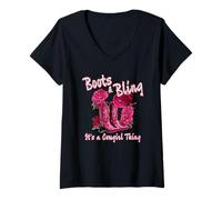 Donna Stivali & Bling It's A Cowgirl Thing Western Country Rodeo Fun Maglietta con Collo a V