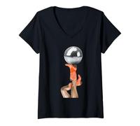 Donna Stivali da Cowboy Arancioni e Strisce Pinup a Specchio Maglietta con Collo a V