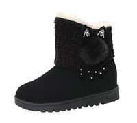 Donna Stivali Da Neve Eleganti Stivaletti In Pseudo Lana Foderati Caldi Stivaletto Invernali Monocromatici Impermeabili Scarpe Slip-On Piatta Comodi Scarponcini Morbido Antiscivolo Per Incontri