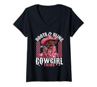 Donna Stivali e Bling è Cowgirl Thing, Black History Month Pride Maglietta con Collo a V