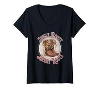 Donna Stivali Jingle Merry Roots Western Country Christmas Mucca Maglietta con Collo a V