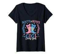 Donna Stivali o Fiocchi Gender Reveal Decorazioni Gigi Loves You Maglietta con Collo a V