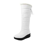 Donna Stivali Sopra Il Ginocchio Con Lacci Boots Da Neve Caldi E Foderati In Peluche Stivale Lunghi Slip-On Larghi Imbottiti In Piuma Scarpe Invernali In Cotone Stivali Con Impermeabili Per Outdoor