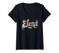 Donna STO Facendo Il Nome Elena Cottagecore Girl Personalizzato Maglietta con Collo a V