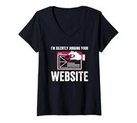 Donna STO giudicando silenziosamente Il Tuo Sito Web Maglietta con Collo a V