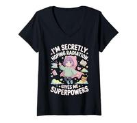 Donna Sto segretamente sperando che le radiazioni mi danno superpoteri Cat Girl Maglietta con Collo a V