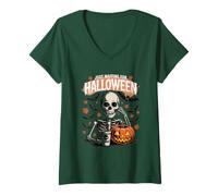 Donna STO Solo aspettando Halloween Funny Skeleton Humor Maglietta con Collo a V