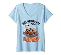 Donna STO Solo aspettando Halloween Skeleton Skeleton Summer Maglietta con Collo a V