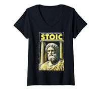 Donna Stoic Philosophy - Copertina vintage per libro Stoicism Philosopher Maglietta con Collo a V