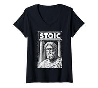 Donna Stoic Philosophy - Copertina vintage per libro Stoicism Philosopher Maglietta con Collo a V