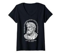 Donna Stoicismo del Tempio di Pietra di Marco Aurelio delle virtù stoiche Maglietta con Collo a V