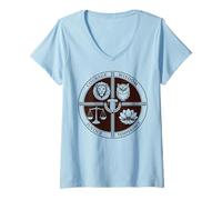 Donna Stoico Quattro Virtù Coraggio Saggezza Giustizia Temperanza Maglietta con Collo a V
