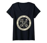 Donna Stoico Quattro Virtù Coraggio Saggezza Giustizia Temperanza Maglietta con Collo a V