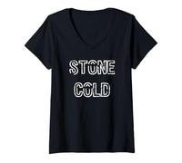 Donna Stone Cold Distressed Testo Maglietta con Collo a V