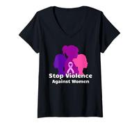 Donna Stop alla violenza Contro la consapevolezza delle Donne Maglietta con Collo a V