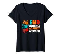 Donna Stop alla violenza Contro Le Donne Maglietta con Collo a V