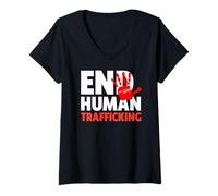 Donna Stop Human Trafficking T-Shirt Maglietta con Collo a V