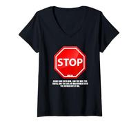 Donna Stop - No Man Comes To The Father John 14:6 Warning Sign Maglietta con Collo a V