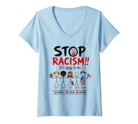 Donna Stop Racism It's Okay to Be Asian Black Arab Normal American Maglietta con Collo a V