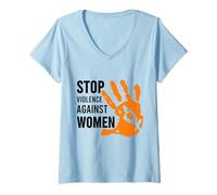 Donna Stop Violence Against - Maglietta da Donna Maglietta con Collo a V