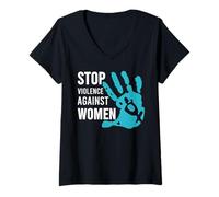 Donna Stop Violence Against - Maglietta da Donna Maglietta con Collo a V