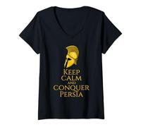 Donna Storia Greca Antica - Keep Calm And Conquer Persia Maglietta con Collo a V