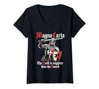 Donna Storia Medievale Magna Carta Parlamento E Diritti Civili Maglietta con Collo a V