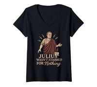 Donna Storia Romana SPQR Giulio Cesare Latino Meme Idea Regalo Maglietta con Collo a V