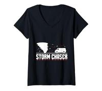 Donna Storm Chaser Extreme Weather Adventure Lover Gift Maglietta con Collo a V