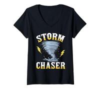 Donna Storm Chaser Extreme Weather Adventure Lover Gift Maglietta con Collo a V