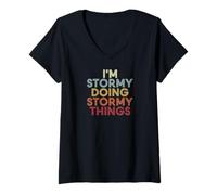 Donna Stormy Name Stormy Personalized Name First Given Maglietta con Collo a V