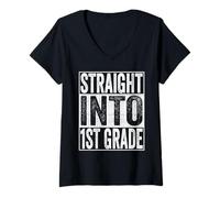 Donna Straight Into 1st Grade Shirt Back to School First Grade Maglietta con Collo a V