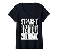 Donna Straight Into 2nd Grade Shirt Back to School Second Grade Maglietta con Collo a V