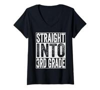 Donna Straight Into 3rd Grade Shirt Back to School Third Grade Maglietta con Collo a V